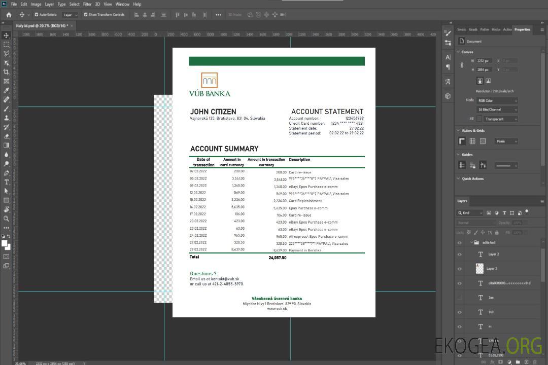 Relevé bancaire Slovaquie VUB xls template Relevé bancaire Slovaquie VUB xls template